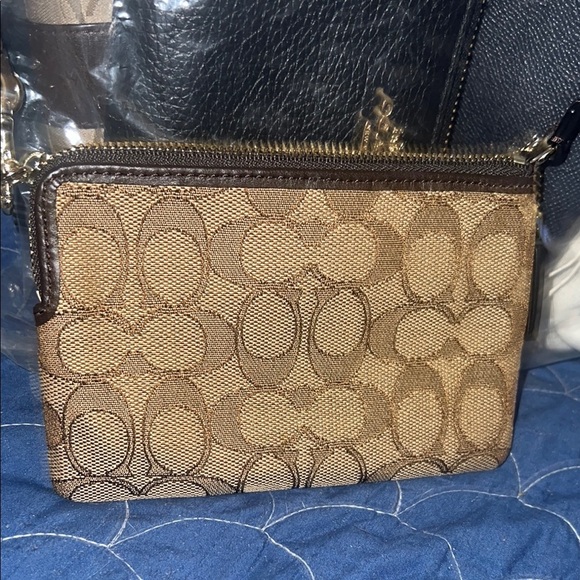 Coach Brown and Black Signature wristlet Bag - Picture 5 of 5